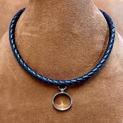 Damen Halsschmuck der O in Känguruleder/925 Sterling Silber