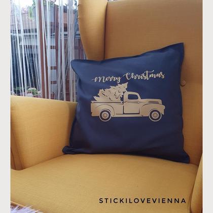 Weihnachtliche Kissenhülle Truck