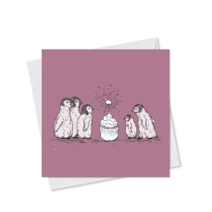 MINI-GRUSSKARTE *Geburtstag Pinguine*, 9x9 cm