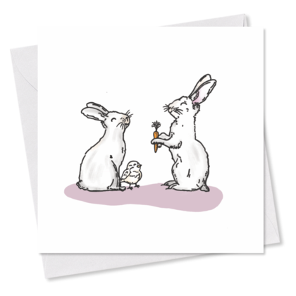 MINI-GRUSSKARTE *Hasenfreunde*, 9x9 cm