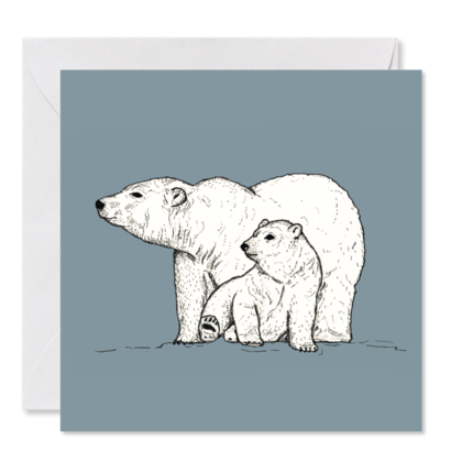 GRUSSKARTE *Eisbärenfamilie* , 14 x 14 cm