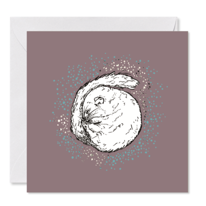 GRUSSKARTE Siebenschläfer *Eingekuschelt* , 14 x 14 cm