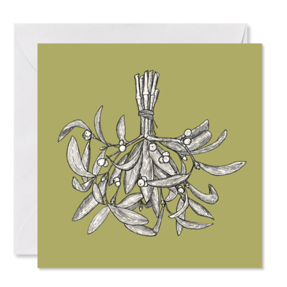 GRUSSKARTE Weihnachten *Mistelzweig* , 14 x 14 cm