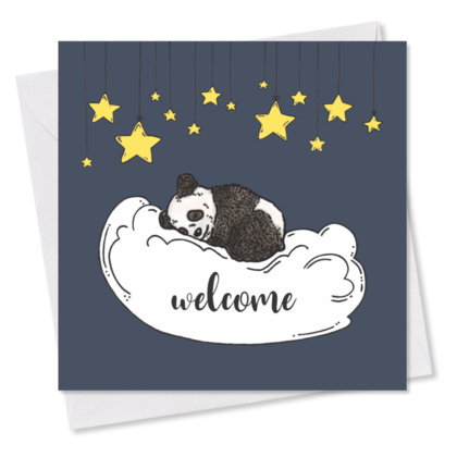 MINI-GRUSSKARTE *Welcome Panda*, 9x9 cm
