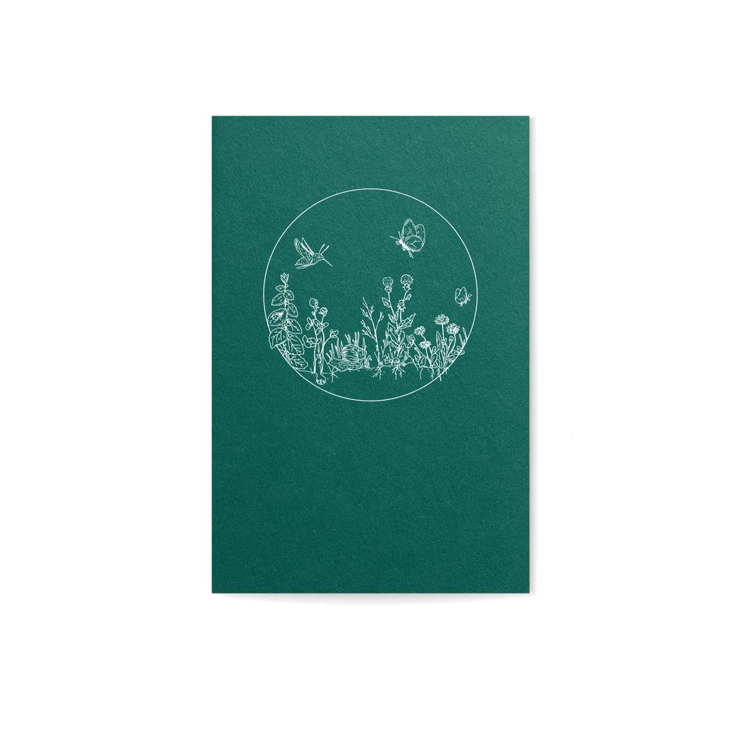 NOTIZHEFT *Blumenwiese im Kreis*, türkis, DIN A5