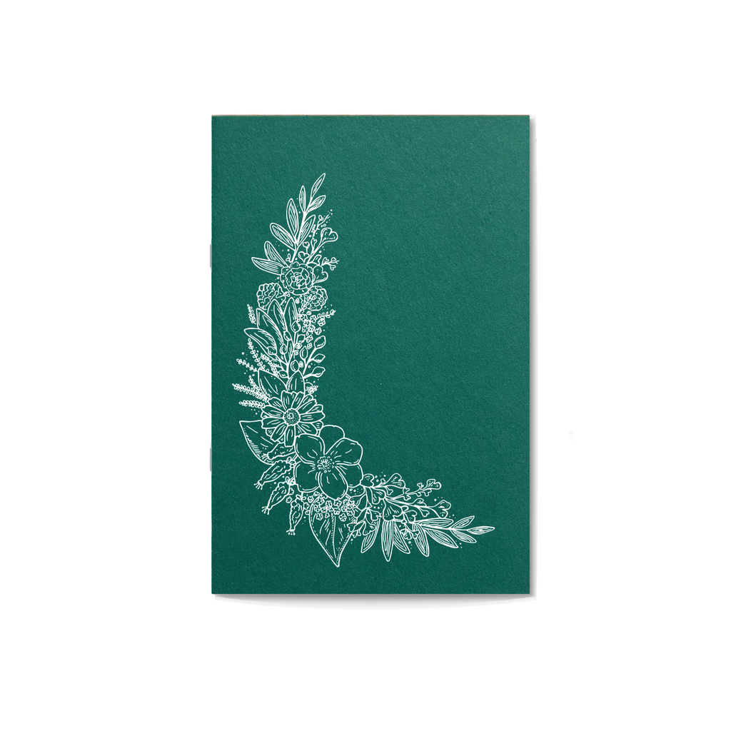 NOTIZHEFT *Vintage-Blumen*, türkis, DIN A5