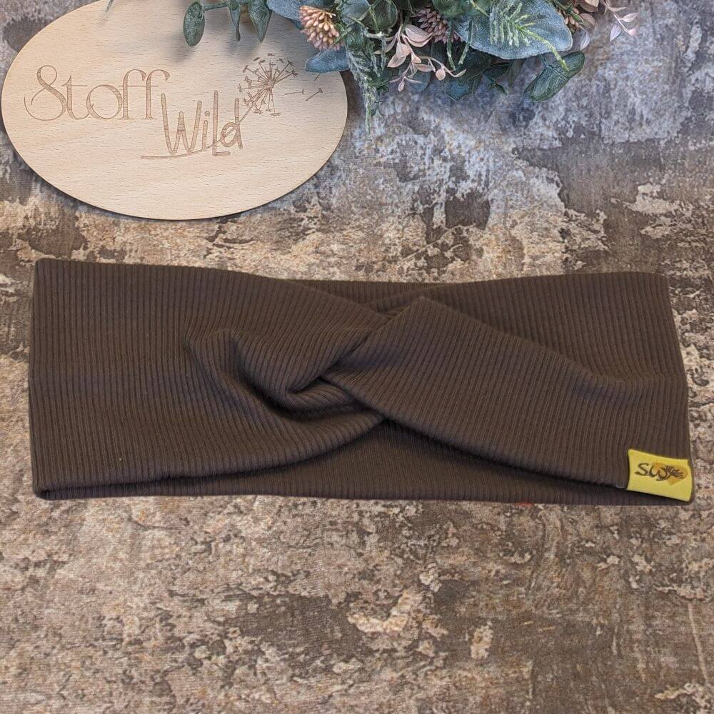 Knotenstirnband aus Ripp-Jersey, braun - Image 2