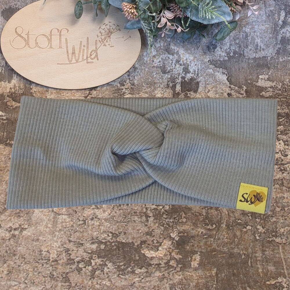 Knotenstirnband aus Ripp-Jersey, Grau - Image 2