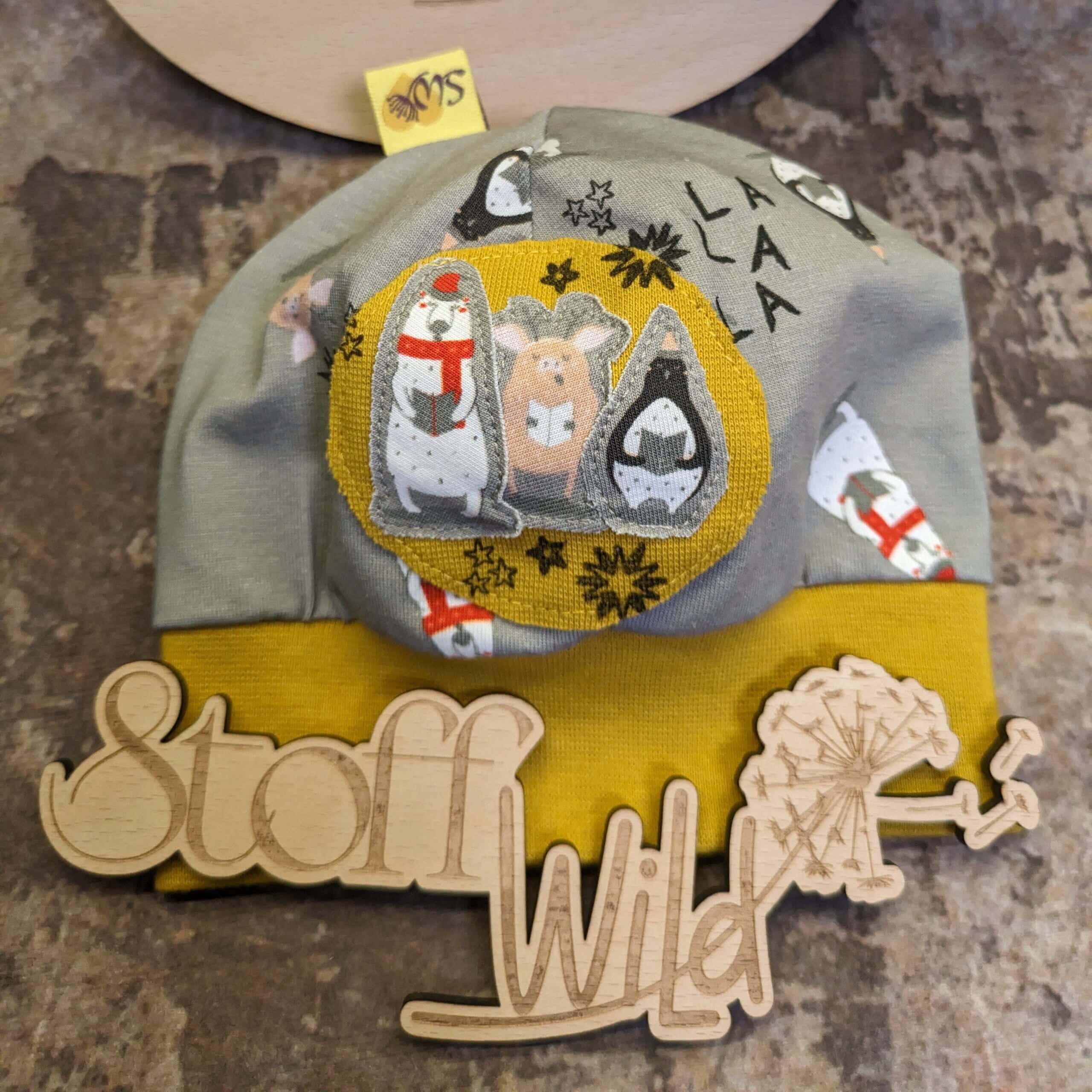 Bündchenhaube WinterTiere ocker, Gr. S - Image 2