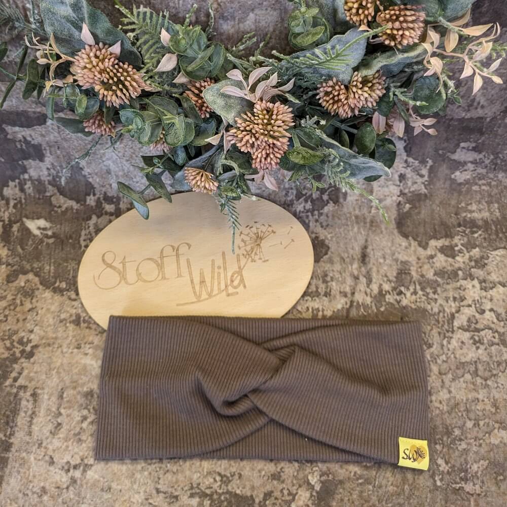 Knotenstirnband aus Ripp-Jersey, braun - Image 3