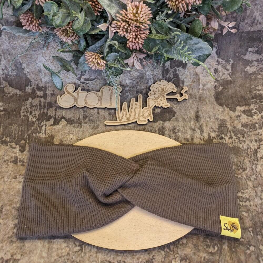 Knotenstirnband aus Ripp-Jersey, braun