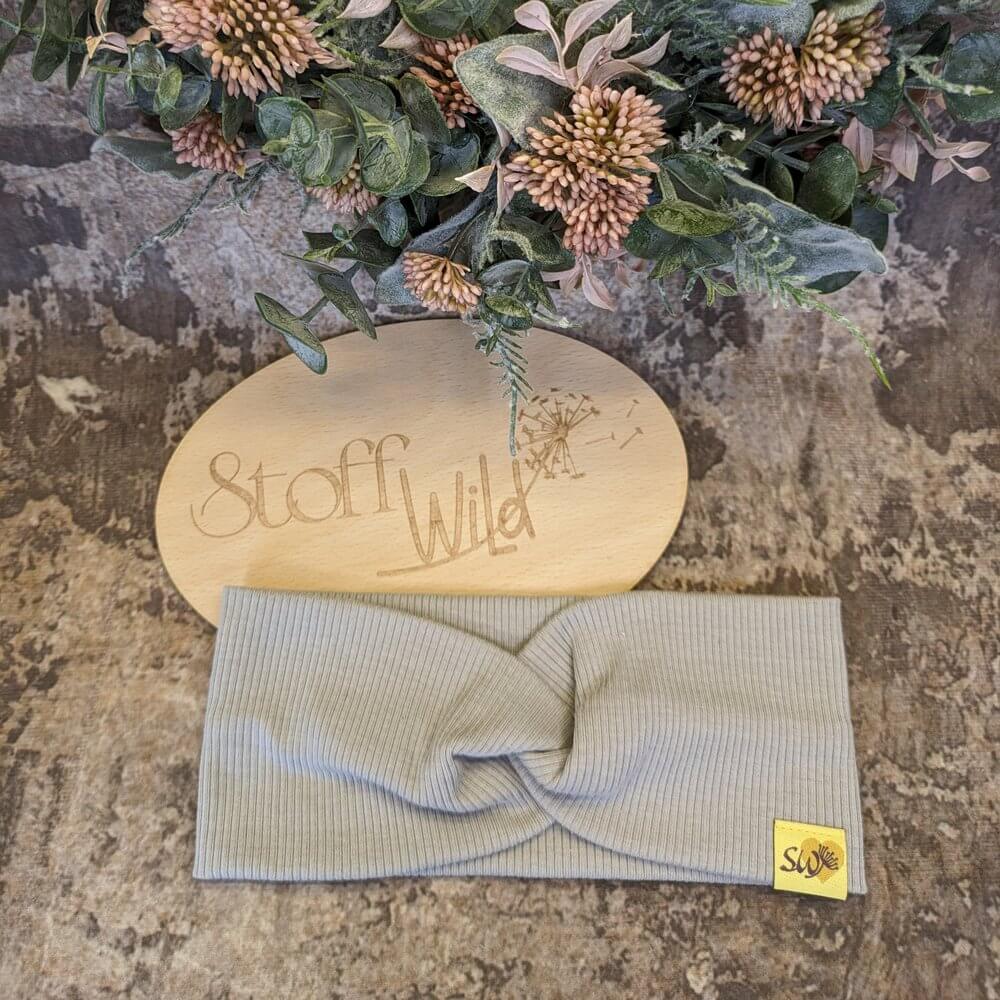 Knotenstirnband aus Ripp-Jersey, Grau - Image 3