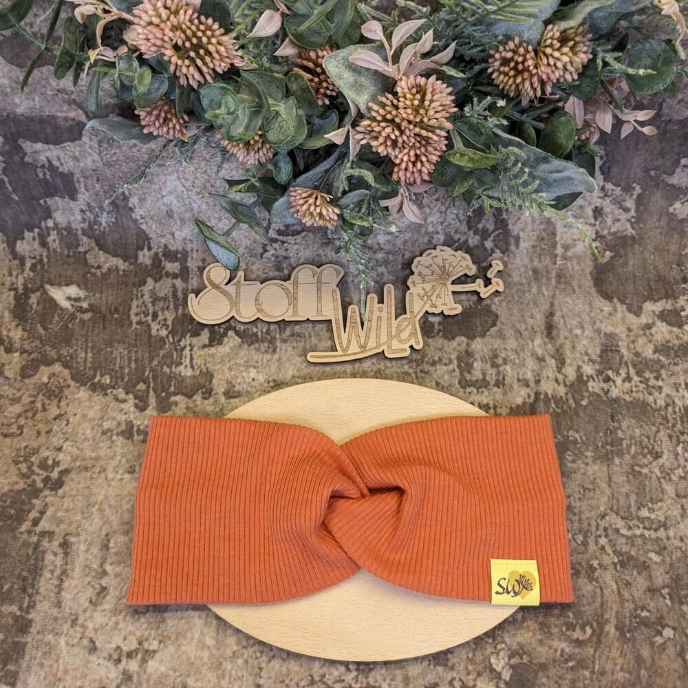 Knotenstirnband aus Ripp-Jersey, Rost-Rot - Image 5