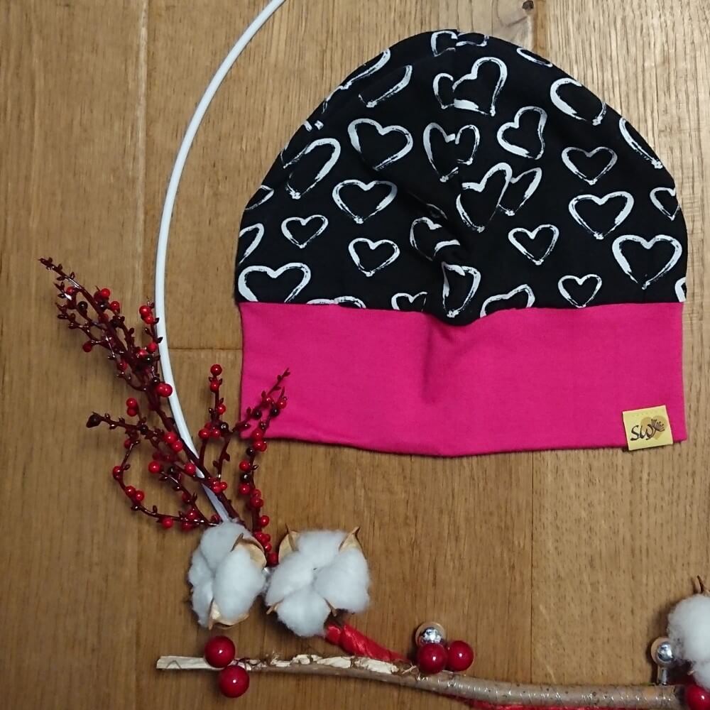 Bündchen-Haube "Herzen", Gr. L - Image 2