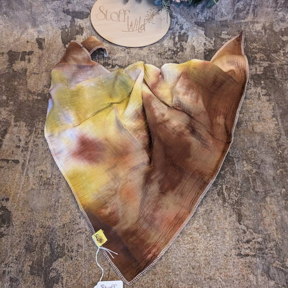 Musselin-Halstuch "Batikmuster braun" 65x65cm - Image 3