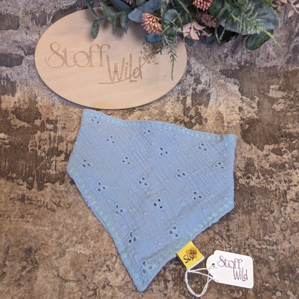 Baby-Musselin-Halstuch "Lochstickerei rauchblau" - Image 5