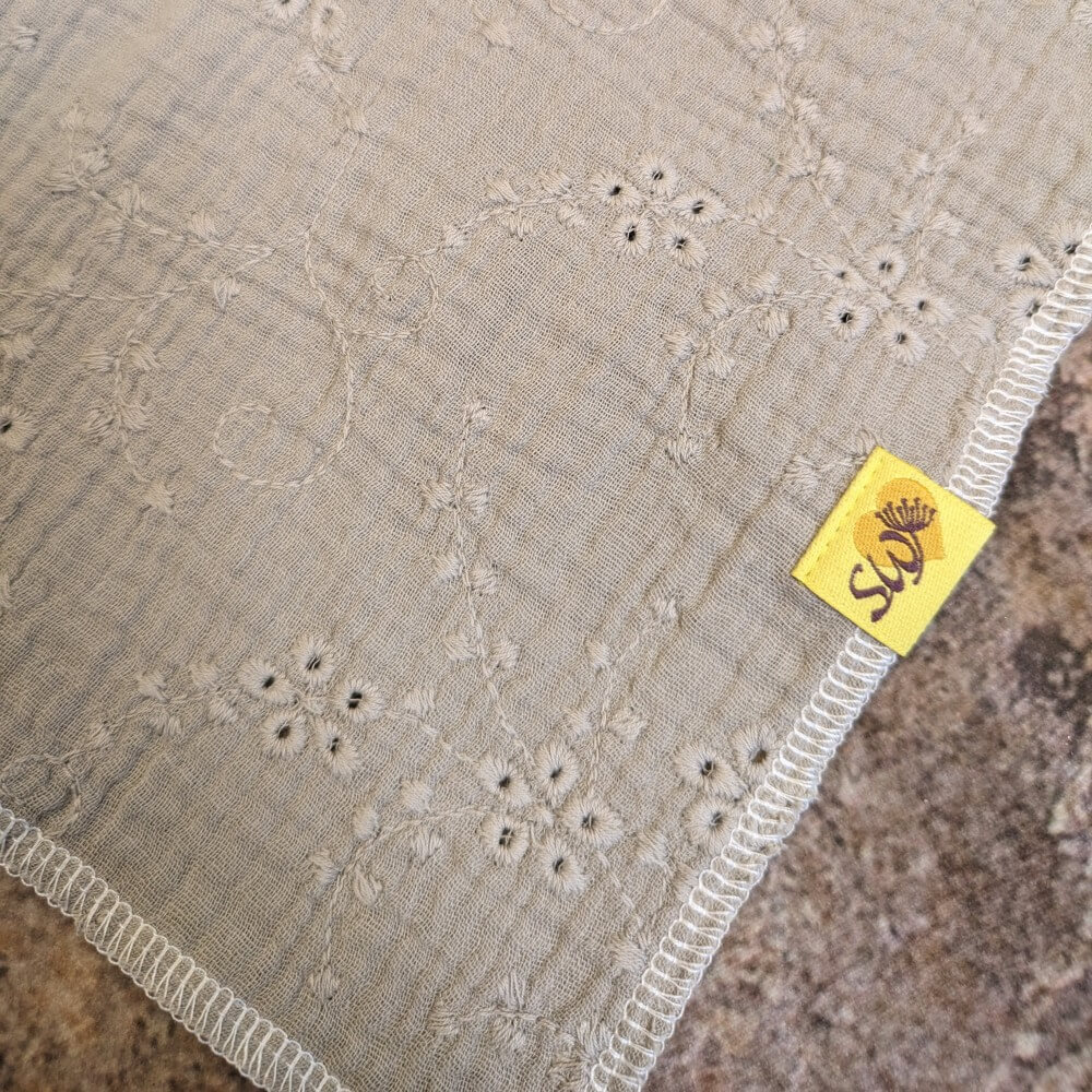 Musselin-Halstuch mit Blumen-Stickerei taupe/beige - Image 2