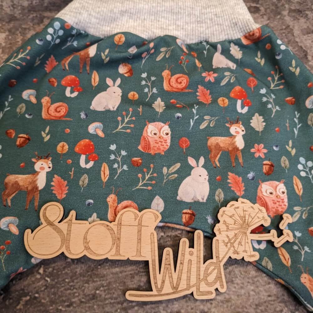 Baby-Pumphose Waldtiere petrol, Gr. 56-62 - Image 2