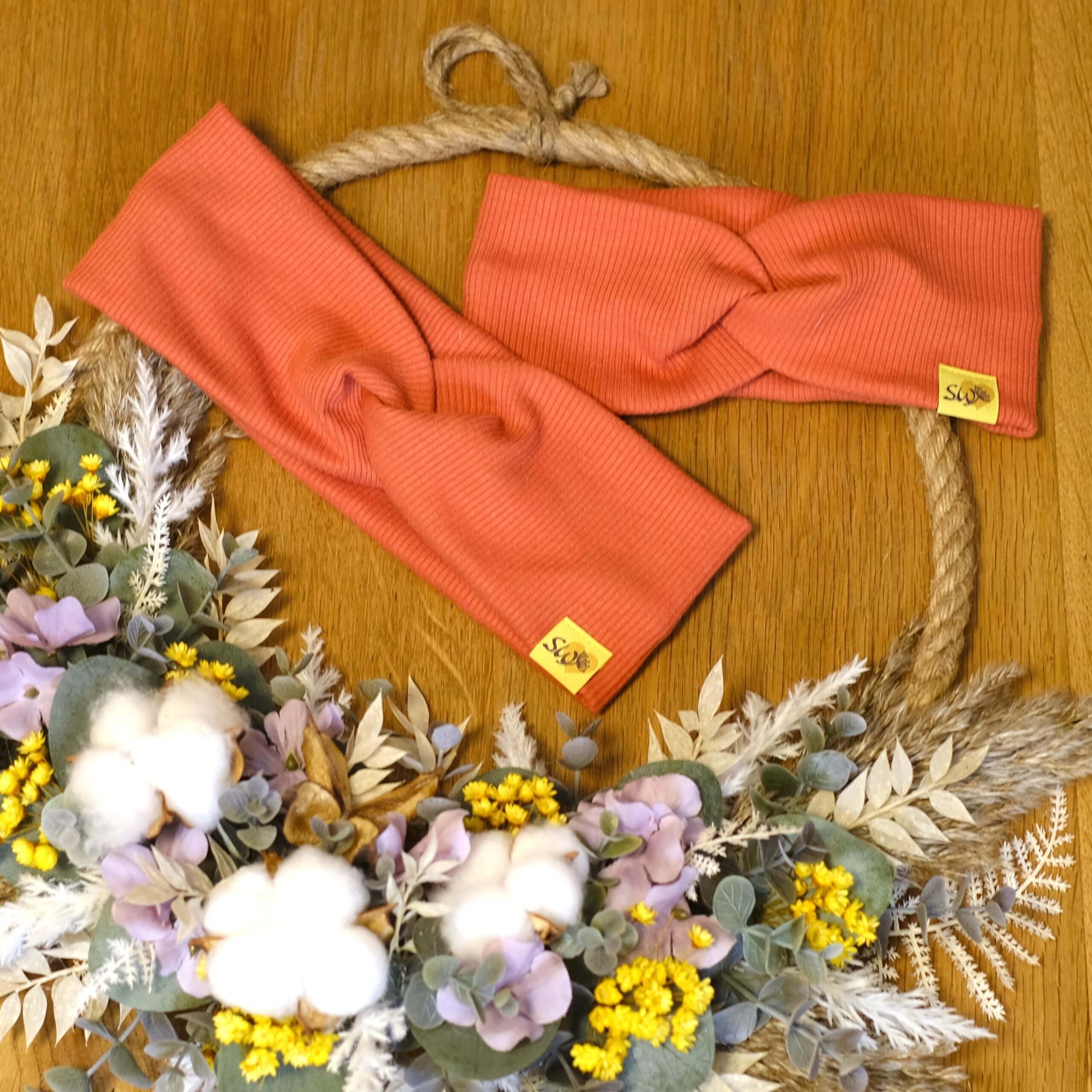 Knotenstirnband aus Ripp-Jersey, Rost-Rot - Image 7