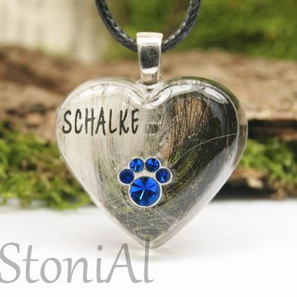 Hund/Katzen Andenken mit Straßpfote und Fell