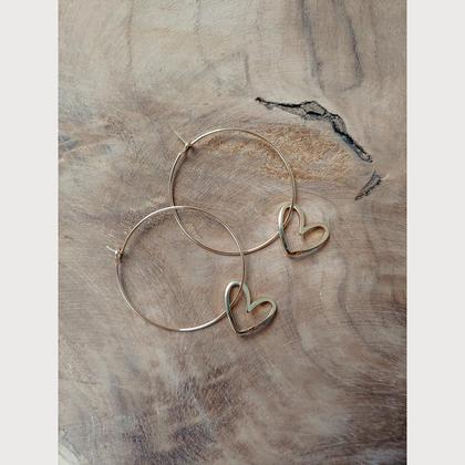 Love Creolen Ohrring, Statement Ohrringe, Herz, 1 Paar - Image 3