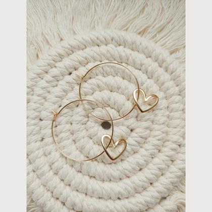 Love Creolen Ohrring, Statement Ohrringe, Herz, 1 Paar