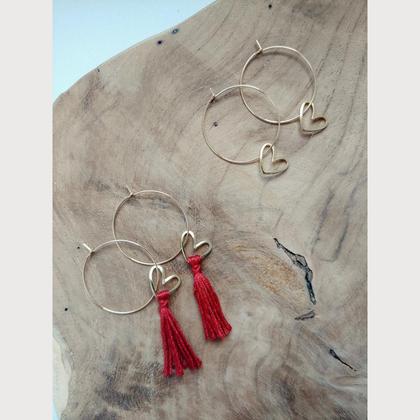 Love Creolen Ohrring, Statement Ohrringe, Herz, 1 Paar - Image 4