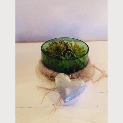 Übertopf Glas/Beton für Pflanze und Co. grünes Glas III