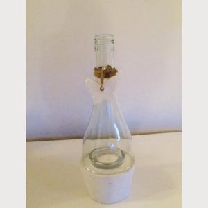 Windlicht Flasche/Beton solo weiß