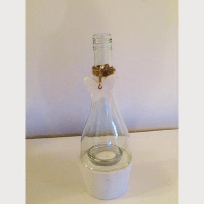 Windlicht Flasche/Beton solo weiß