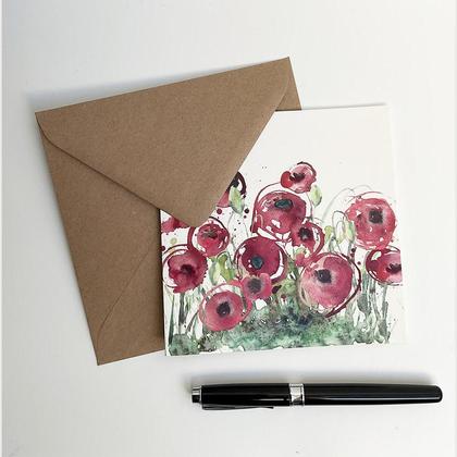 Glückwunschkarte Mohnblumen