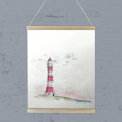 Leuchtturm Kunstdruck mit Holzleiste - Image 2