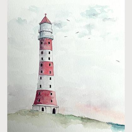 Leuchtturm Kunstdruck mit Holzleiste - Image 3