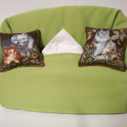 Taschentuchsofa (grün mit Katzen)