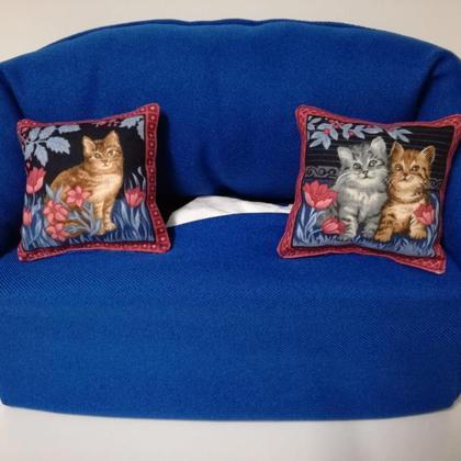 Taschentuchsofa (blau mit Katzen)