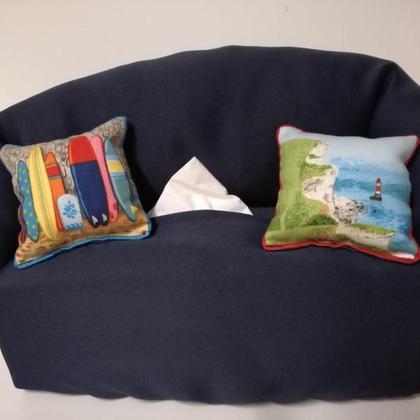 Taschentuchsofa (dunkelblau mit Meermotiven)