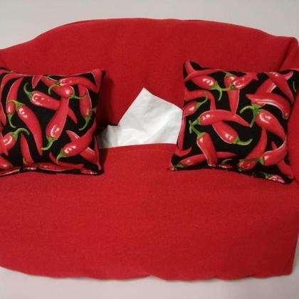 Taschentuchsofa (rot mit Pfefferoni)