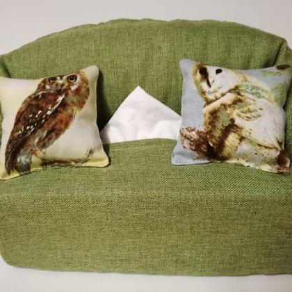 Taschentuchsofa (hellgrün mit Eulen)