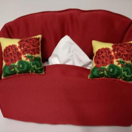 Taschentuchsofa (rot mit Belagonien)