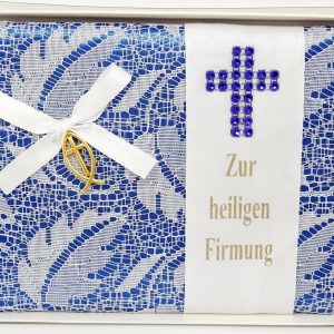 Firmungsbrief Patty dunkelblau mit Kreuz & Fisch