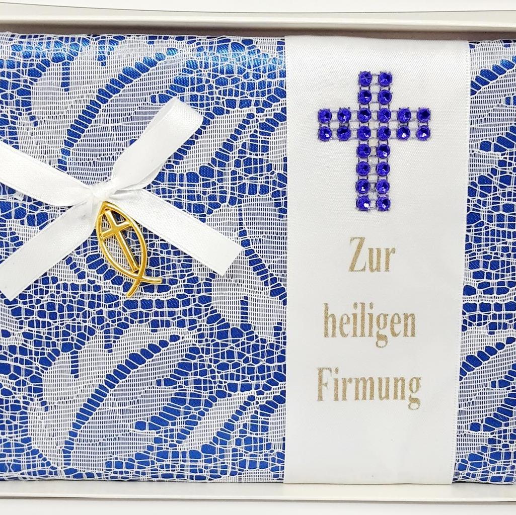 Firmungsbrief Patty dunkelblau mit Kreuz & Fisch