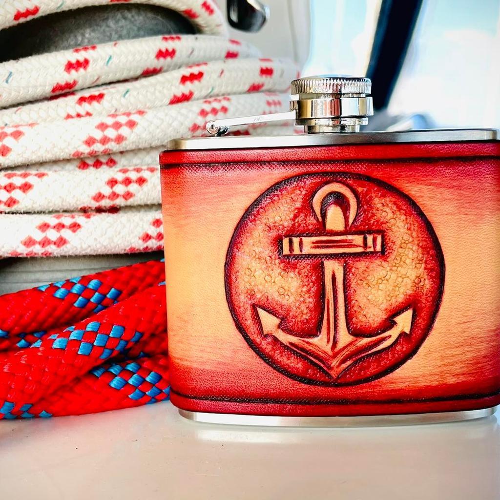 Flachmann mit Ledergravur