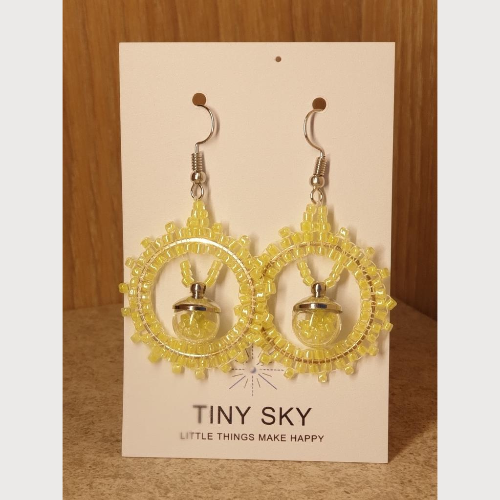 Perlenohrring neogelb mit Kugel