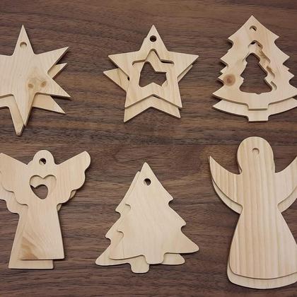 Christbaumschmuck aus Zirbenholz im 12er Set "Geschenktipp" - Image 4