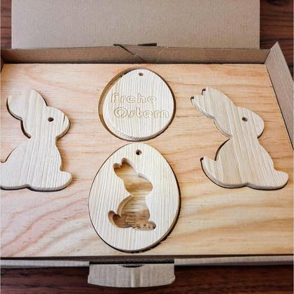 Osterschmuck aus Zirbenholz gebürstet im 8er Set "Geschenktipp" - Image 3