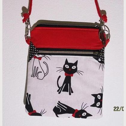 Maskentascherl, Handytasche, Crossover Tasche, Katze Schultertasche
