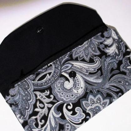 Brieftasche Geldtasche 3 Fach ,Zipp, grau Schwarz Baisley - Image 3