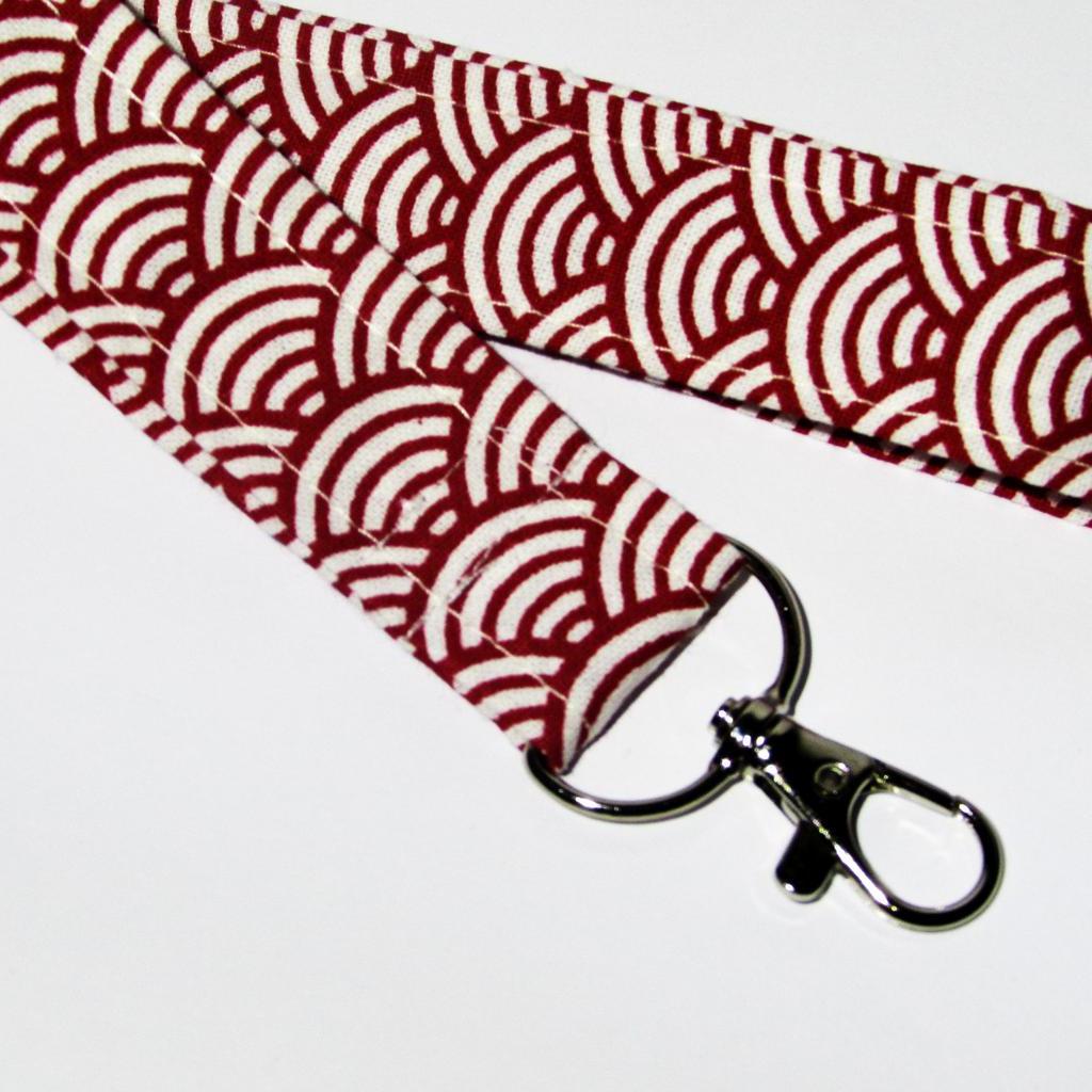 Schlüsselband art deco, japanisches Design, rot - weiß