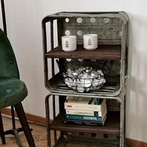 Blech-Holzregale, Nachtkästchen, 2 Stück