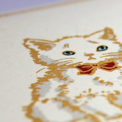 Weihnachtskarte mit Katze "You Gotta Be Kitten Me!", vintage Stil, Golddruck - Image 3